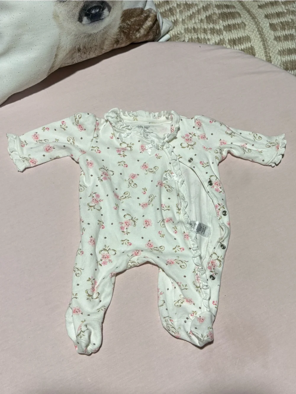 Little Me Vintage Rose Footed One-Piece Newborn